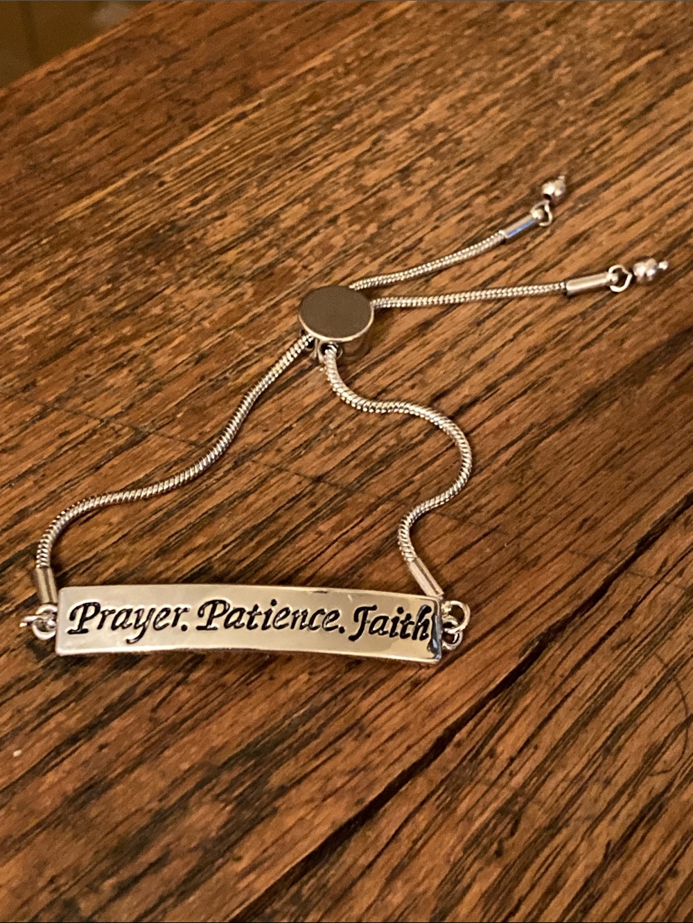 Zoe's Loft Prayer, Patience, Faith Bracelet Rhodium Plated White Gold NWOT